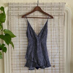 SEEK the Label  Printed Floral Romper Blue White